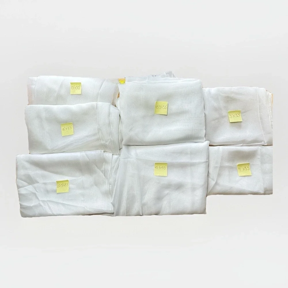 Lot‎ 7 VTG White Sheer Organza Fabric Cuts – 59yd Total 3.5ft Wide Bridal Decor